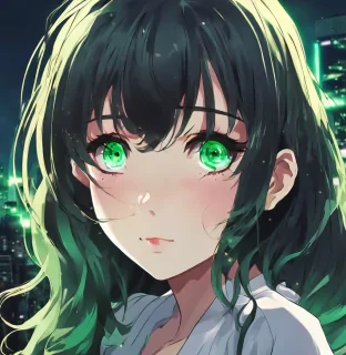 A girl with emerald eyes, wavy black hair, and a dimple on her left cheek