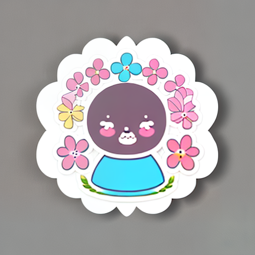 The prompt: Die-cut sticker, Cute kawaii flower character sticker, white background, illustration minimalism, vector, pastel colors