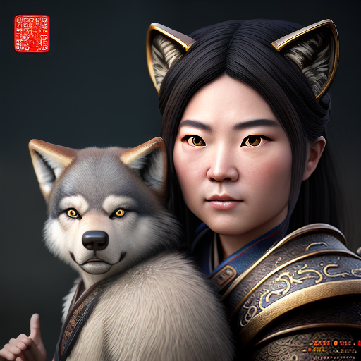 PROMPT wolf and cub chinese mythology, top view, cinematic, fantasy character portrait, highly detailed, 8 k realistic