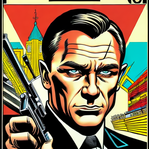 PROMPT Retro comic style artwork, highly detailed James Bond, comic book cover, symmetrical, vibrant