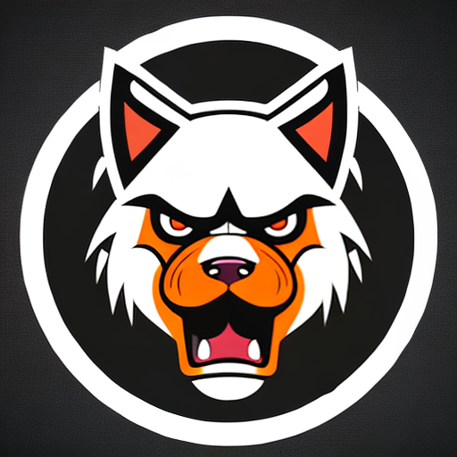 PROMPT 2d ferocious dog head, vector illustration, angry eyes, football team emblem logo, 2d flat, centered